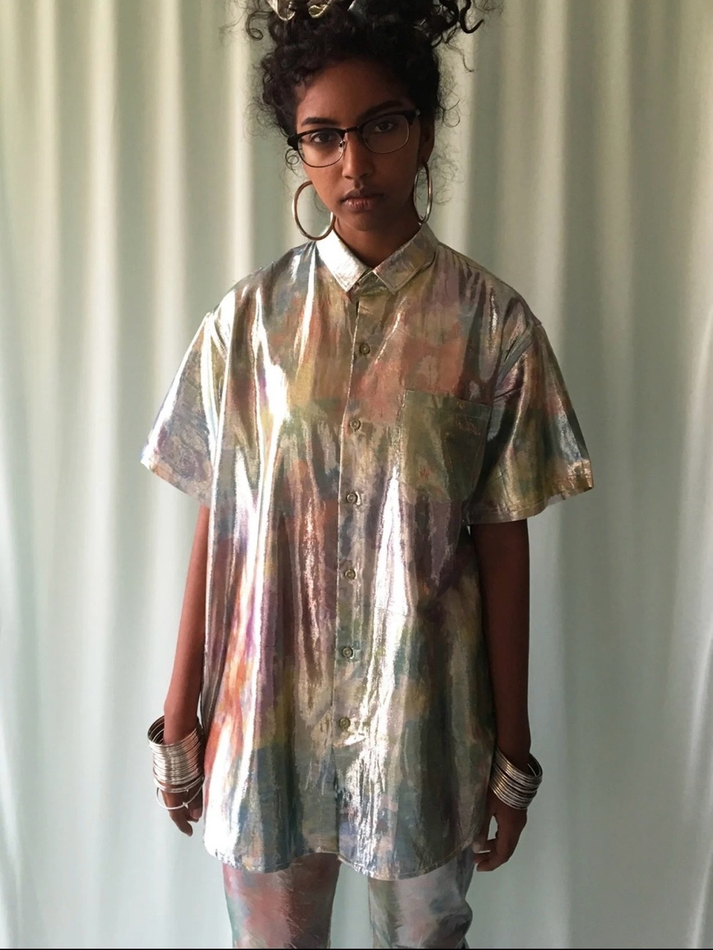 Norblack Norwhite Shimma Boyfriend Button-up Shirt - Small